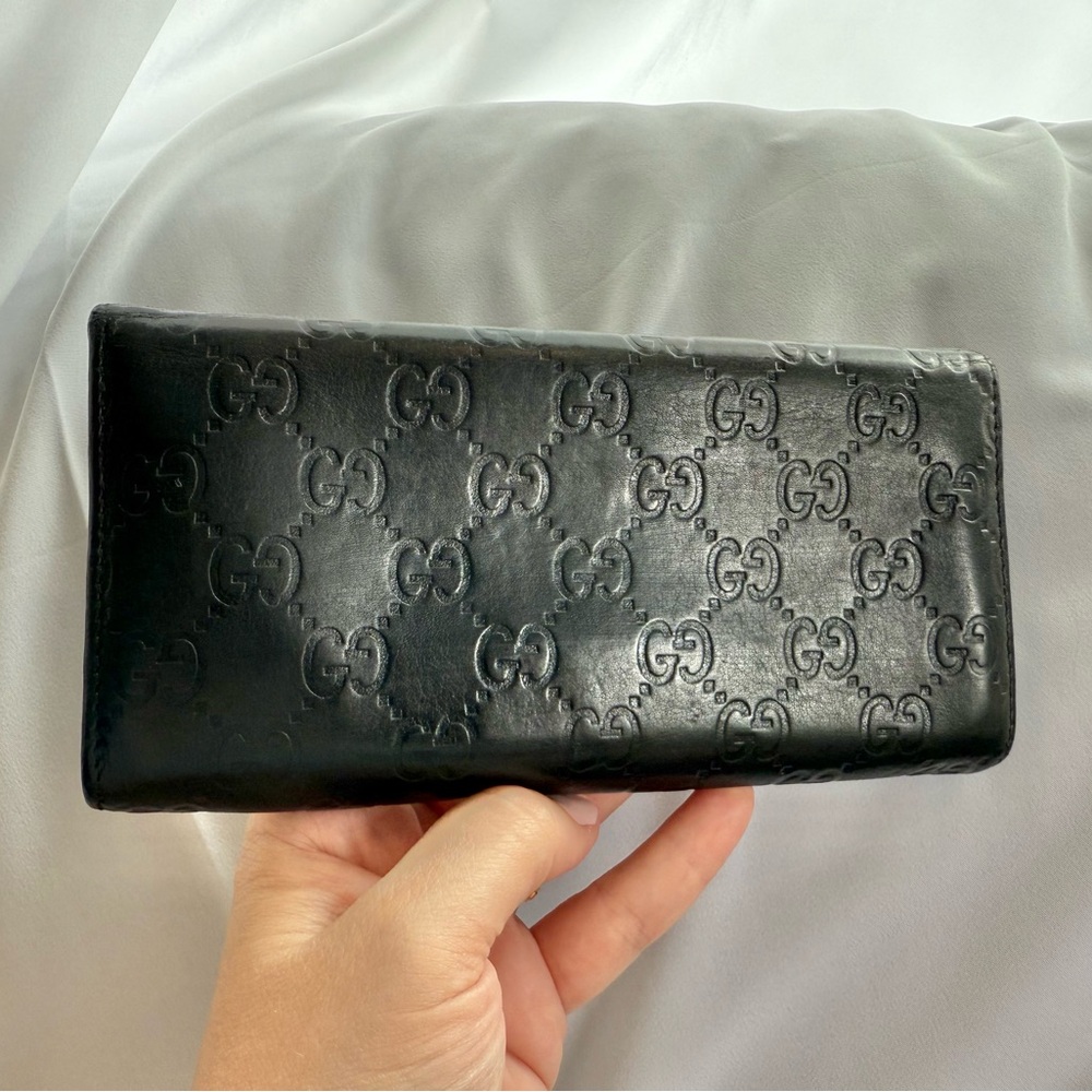 100% Authentic Gucci Guccissima Wallet On Chain- WOC- Black Leather Wallet - Picture 2 of 12